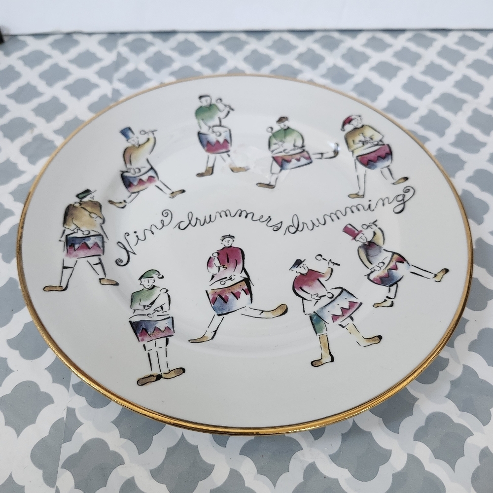 Rosanna Nine Drummers Drumming Gold Rimmed Salad Plate